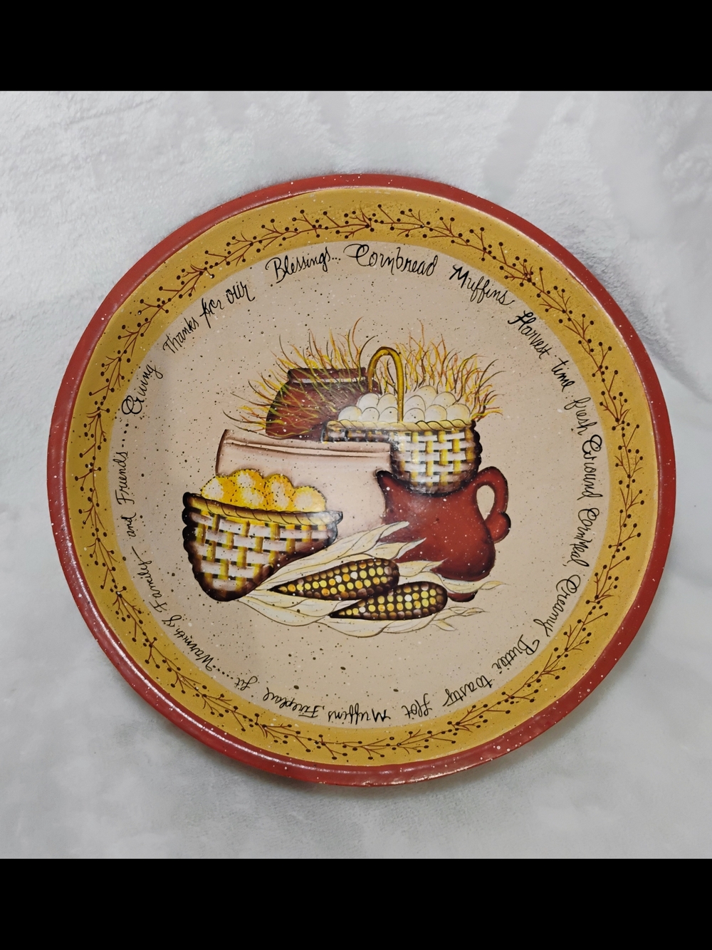 Mary‎ Beth Baxter Folk Art Wood Bowl Farmhouse Rustic Harvest Fall Decor O